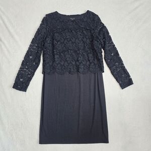 Women's J. Jill Dress Wearever Black Lace Spandex Tier Overlay Size Medium